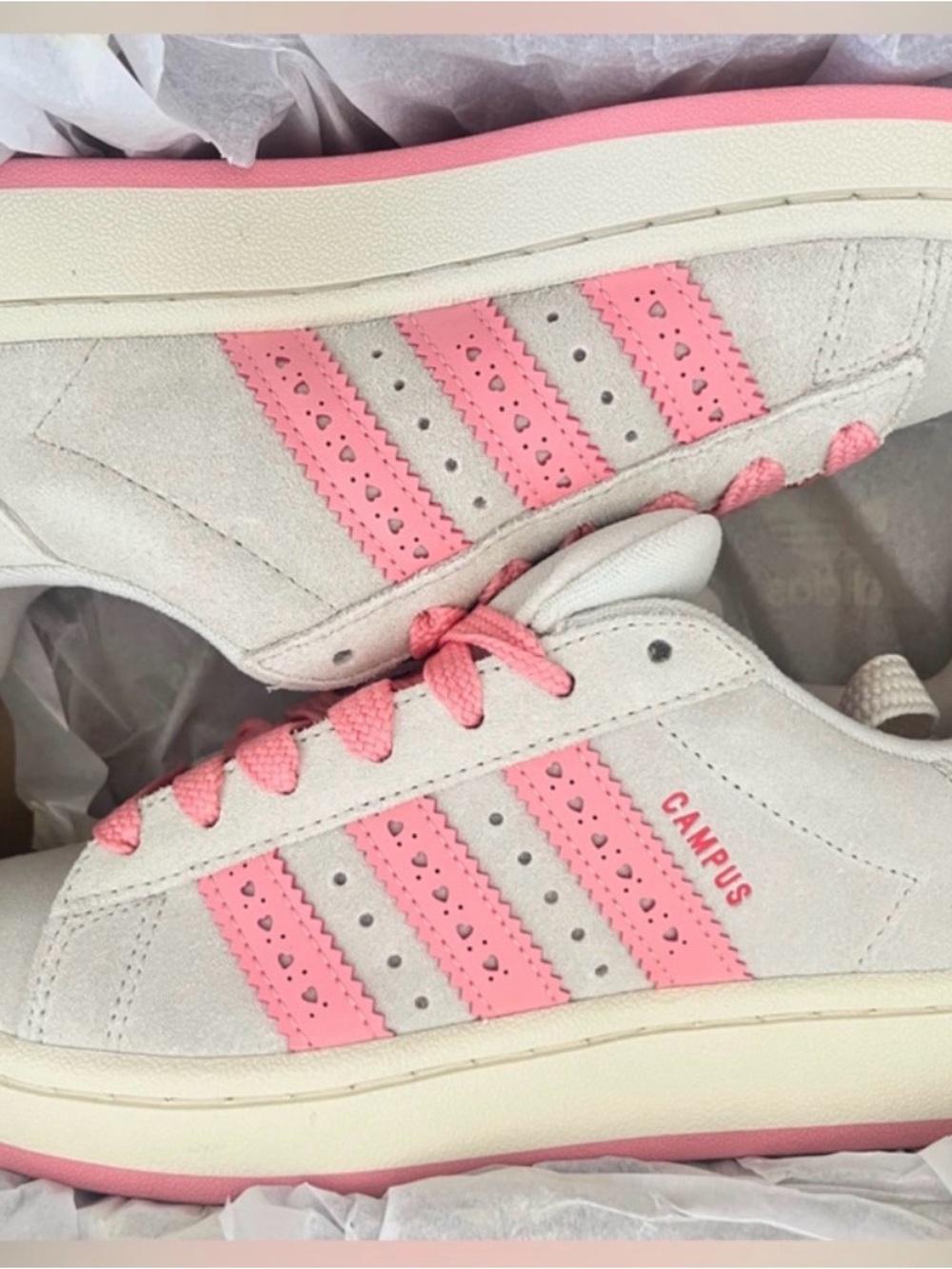 Adidas Kids Campus Sneakers in Pink and Cream